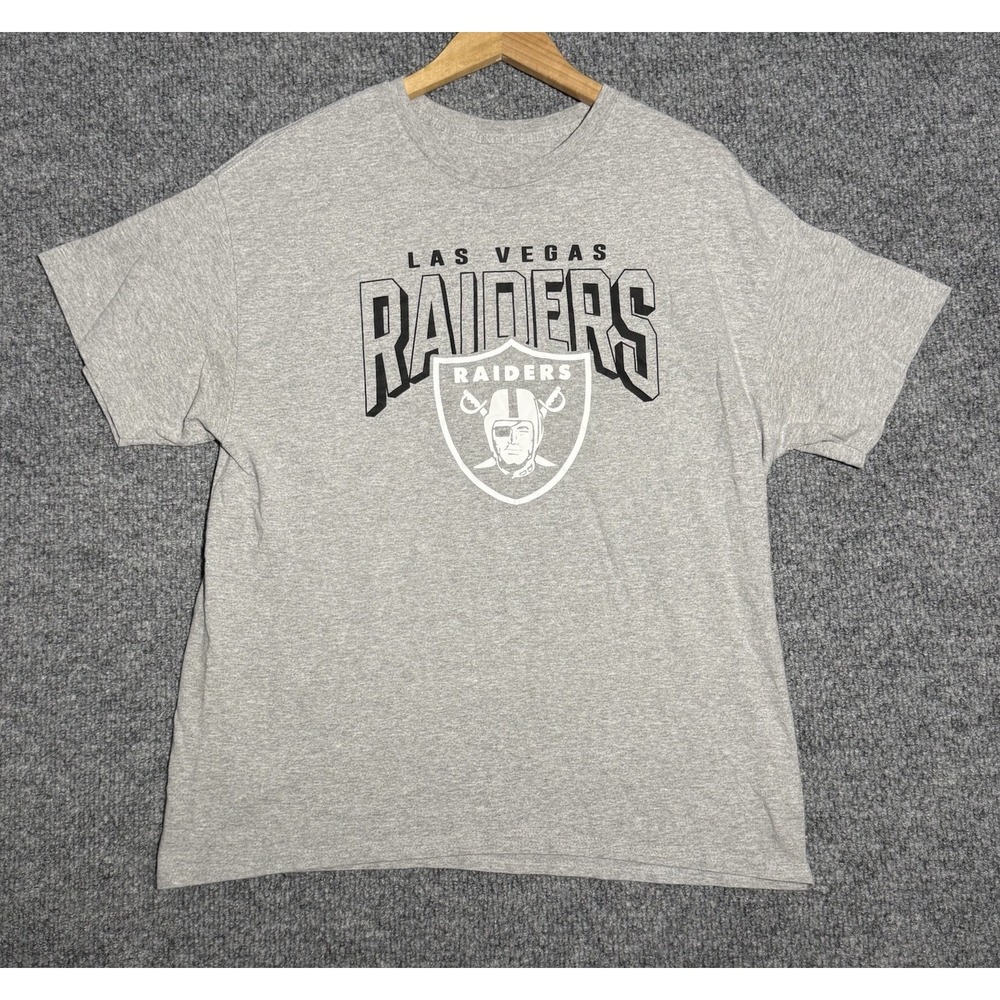 Las Vegas Raiders T-Shirt NFL Football Gray 100% Cotton Men's Size Extra Large